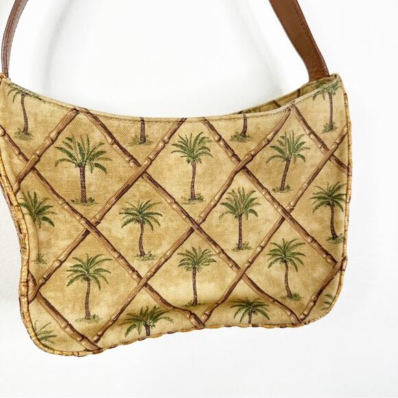 Fossil Canvas and Wicker Palm Tree Print Shoulder Bag Purse ZB 3863 - Picture 4 of 14